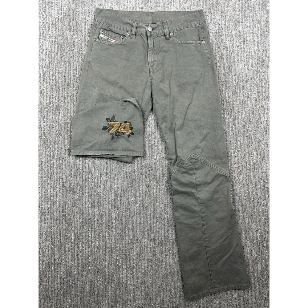 Y2K Vintage Diesel Low Rise Bootcut Flare Grey Jeans Pants Size 29 Distressed